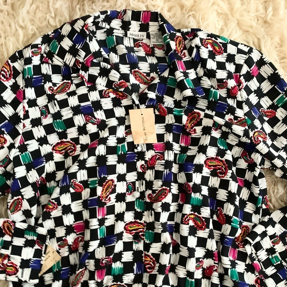 Marlis | Vintage Multicolored Blouse New With Tags Size 12 - Picture 16 of 16